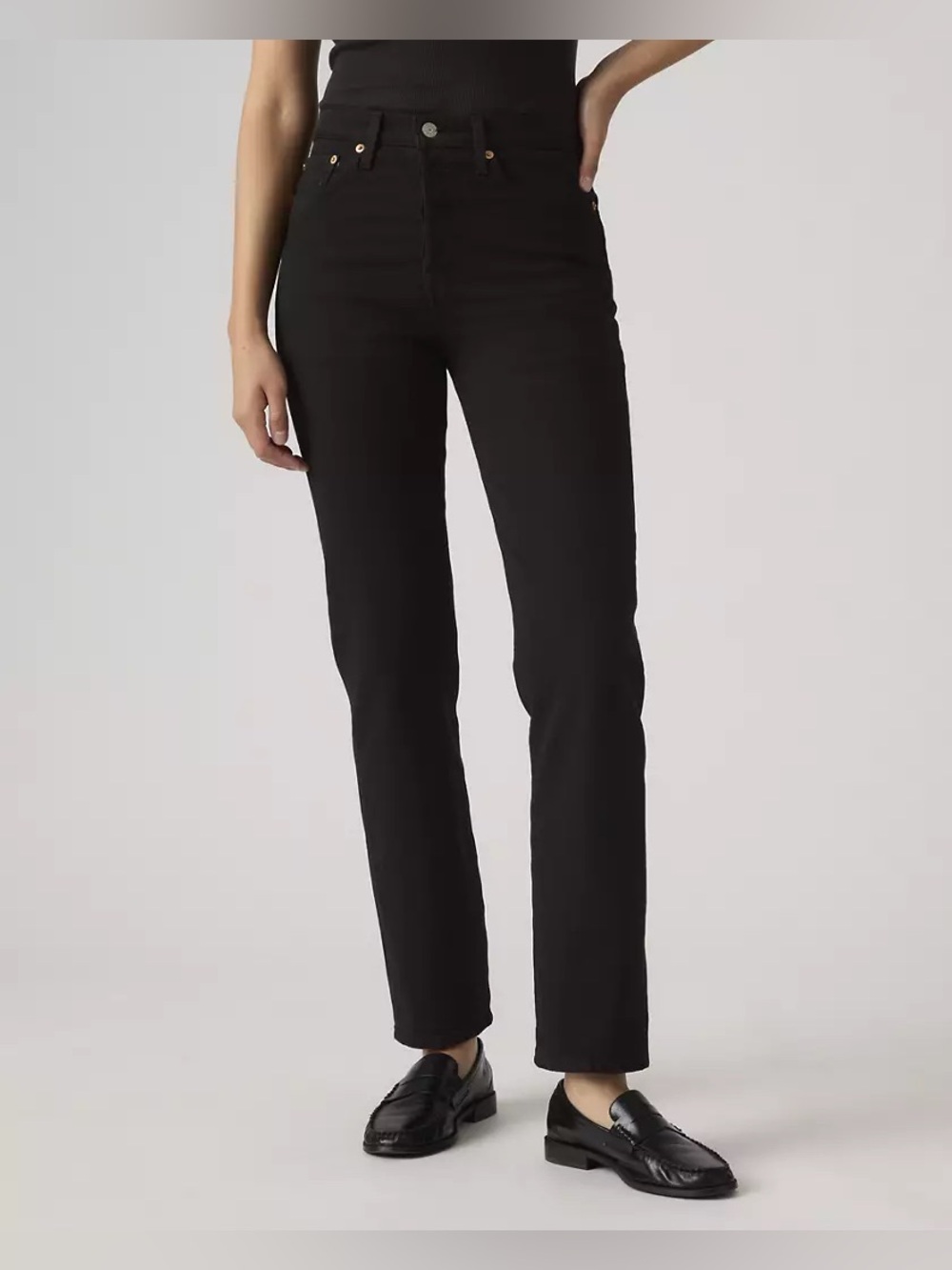 Levi’s Premium Wedgie Ankle Straight Black Sprout Jeans Size 27 EUC